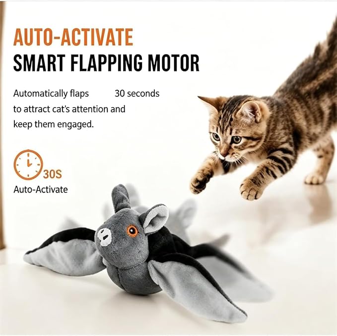 Flying Bat Dog Toy, 2026 New Flying Bat Toy for Dogs, Flapping Wings Interactive Pet Toy with Chirping Engages Cats and Dogs, Detachable Usb Rechargeable, Hanging and Ground Play ，Sugar Glider：2PCS