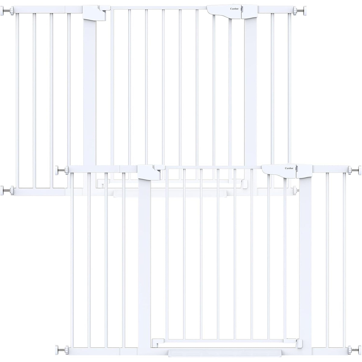 Cumbor 2 Pack 29.7"-48" Baby Gate for Stairs, Mom's Choice Awards Winner-Dog Gate for Doorways, Pressure Mounted Auto-Close Pet Gates for Dogs Indoor, Safety Child Gate with Easy Walk Thru Door,White