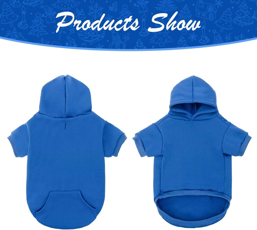 KOOLTAIL Basic Dog Hoodie - Soft and Warm Dog Hoodie Sweater with Leash Hole and Pocket, Dog Winter Coat, Cold Weather Clothes Sweatshirt for Small Medium Large Dogs Puppy Cat Boys Girls Blue S