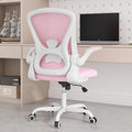 Sytas Ergonomic Desk Chair with Padded Flip up Arms and Supportive Lumbar Support, Breathable Mesh Home Office Chair with Comfortable Cushion for Home or Office(Pink)