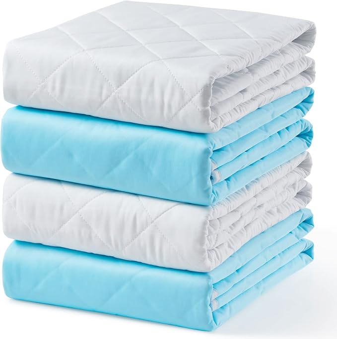 4 Pack Washable Waterproof Bed Pads 24"x36", Incontinence Bed Pads | KANECH Mattress Protector, Washable Pee Pads for Adults, Kids, Elderly and Dogs, Hold 4 Cups, Non-Slip & Silent
