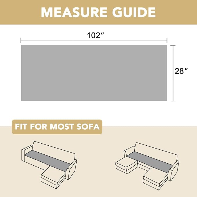 H.VERSAILTEX Chenille Couch Cover for Dogs Washable Soft Fuzzy Sofa Covers for 3 Cushion Couch Sectional Sofa Cover Thick Pet Couch Cover Protector Non-Slip Dog Bed Cover(Ivory, 28" x 102")
