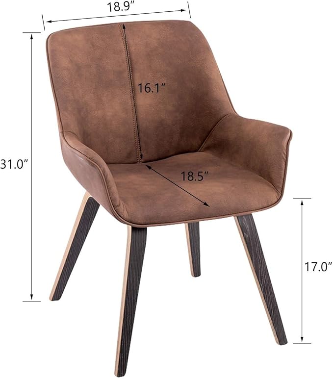 Brown PU Leather Living Room Chairs with arms Upholstered Accent Chairs Set of 6 (Brown, 6)