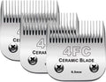 3PCS 4FC Blades Dog Grooming Clipper Replacement Blades Compatible with Andis Pet Clipper/Oster A5/Wahl KM Series Dog Clipper,Ceramic Blade & Stainless Steel Blade