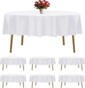 6 Pack White Round Tablecloths 70 Inches Table Cloth Stain and Wrinkle Resistant Washable Polyester Table Cover Fabric for Party, Wedding,Dining,and Banquet Decoration