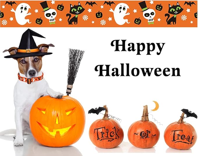Halloween Dog Collar - Pumpkin Bat Ghost Pattern - Adjustable for Small Medium Large Dogs(Halloween,S)