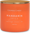 Colonial Candle Pop of Color Mandarin Spice 14.5 Oz Scented Matt Glass Jar Candle, Three Premium Cotton Wicks