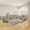 Manual Recliner Sofa Set,Corduroy Reclining Couch Set,Modern Living Room Furniture Set,Reclining Sofa Couch Chair for Living Room Home Office(Beige,3 Pieces Set)