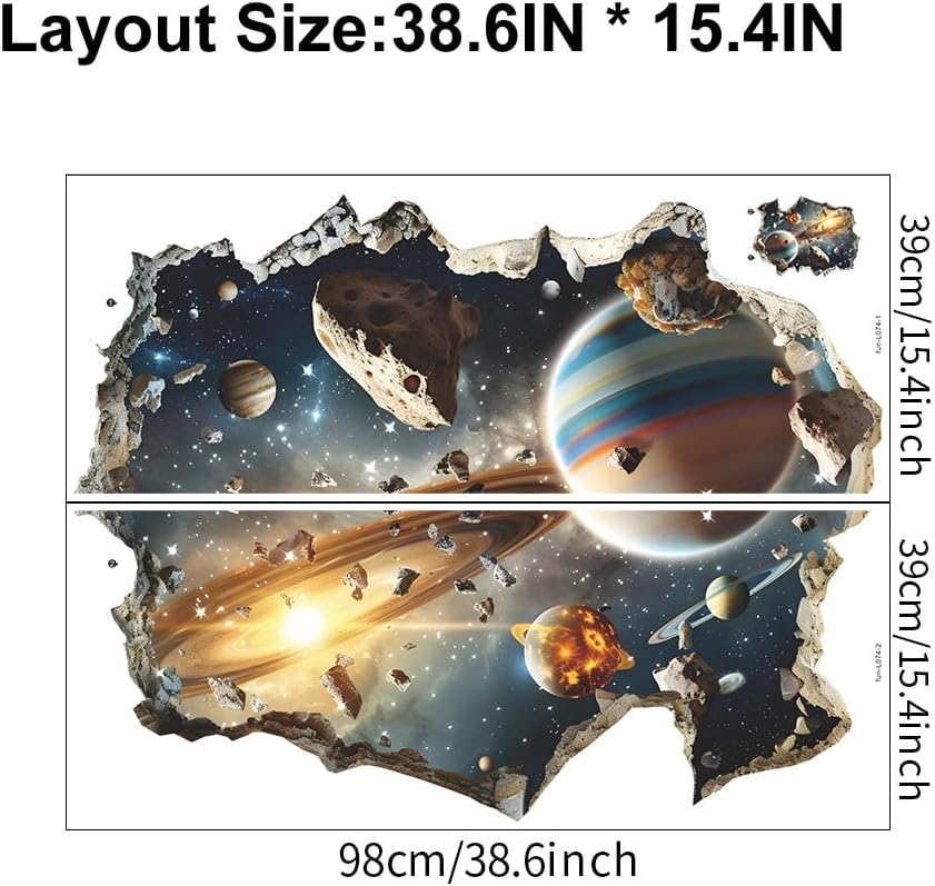 Quanhaigou 3D Galaxy Outer Space Wall Decals Stickers Wall Murals Wallpaper Decor for Home Floor Living Room (Universe Planet)