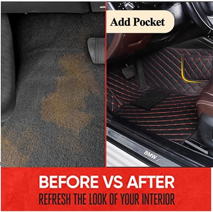 Photo Custom Car Floor Mats, Upload Your Favorite Image + Personal Text, Unique Leather All-Weather Liners Fit 99% of Vehicles - Yellow
