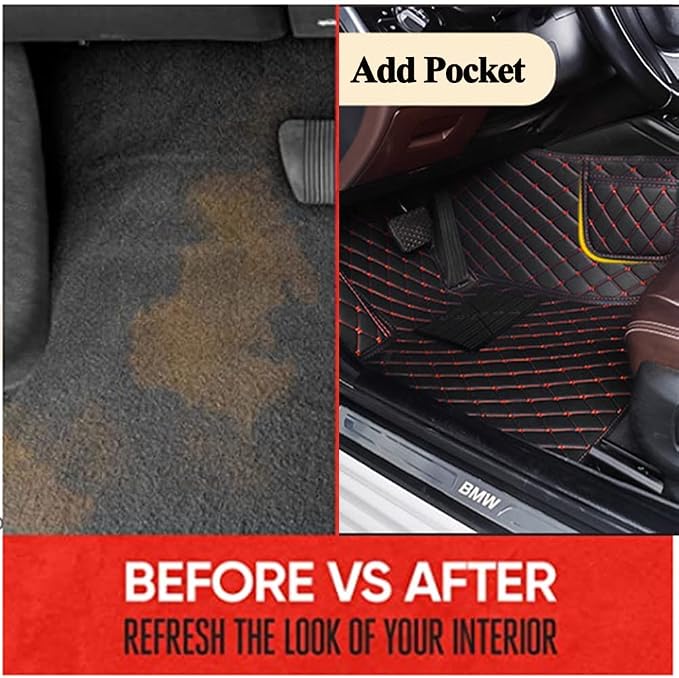 Custom Car Mats with Text & Image Personalization, Upload Your Own Word/Name/Photo, All-Weather Leather Floor Liners for SUV Sedan Truck(White)