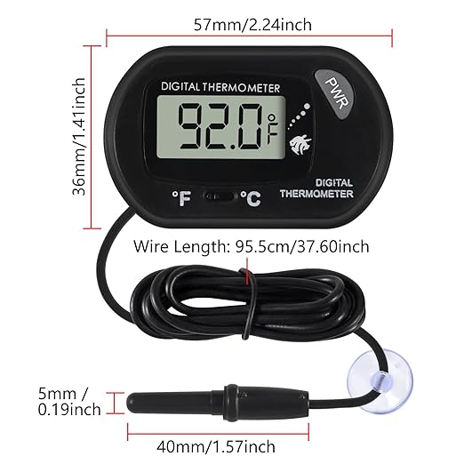 20Pcs Aquarium Thermometer Fish Tank Thermometer Reptile Fahrenheit Terrarium Water Temperature Indicator Test Digital with LCD Display Fahrenheit/Celsius