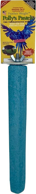 Polly's Pastels Nail Trimming & Beak Conditioning Safety Perch for Cockatiels, Cockatoos, Macaws, Parakeets, Budgies, Parrots and All Other Birds (Blue, Large Long-1 1/2