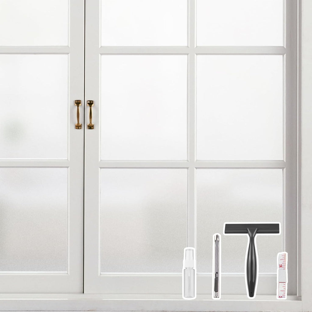 Kromapolis Window Privacy Film Frosted Glass Window Film, Heat Blocking Privacy Film for Glass Windows, Static Cling Non-Adhesive Frosting Window Stickers for Door Home (Frosted, 29.5 x 78.7 inch)