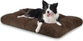 JOEJOY Large Dog Bed Crate Pad, Deluxe Plush Washable Dog Beds Fulffy Soft Kennel Pad Anti-Slip Pet Sleeping Mat for Large Medium Small Dogs, 35" x 23", Brown