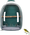 Bird Carrier Backpack with Wood Perch, Transparent Bird Travel Cage, Portable Pet Carrier Backpack, Breathable Hangbag for Vet Transport Camping Hiking (Green)