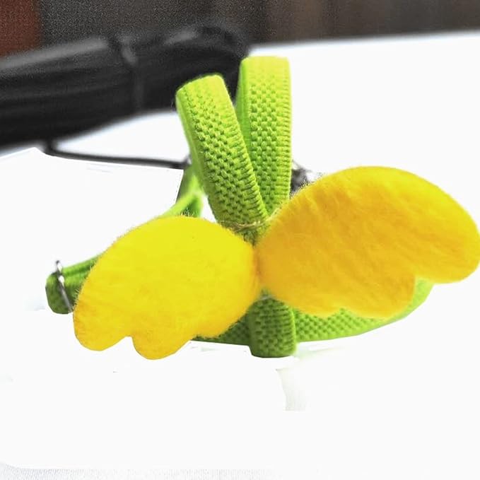 Pet Parrot Bird Harness Leash Adjustable Bird Flying Harness Traction Rope with Cute for Parrots Budgerigar Lovebird Cockatiel Mynah Outdoor Training Toy (Budgerigar/Lovebird,Yellow)