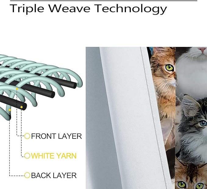 Cat Blackout Curtains Home Decor,Cute White Cat Black Kitten Funny Kitty Rod Pocket Thermal Insulated Drapes Darkening Window Curtain for Girls Boy Bedroom Living Room 42 x 63 Inch
