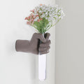 Wall Sculptures, Hand Vases Home Decor, Wall Mount Art Sculpture, Unique Wall Art Statue, Funky Flower Vase Decorations, Modern Eclectic Hanging Decor,Glass Test Tube Vase (Beige)