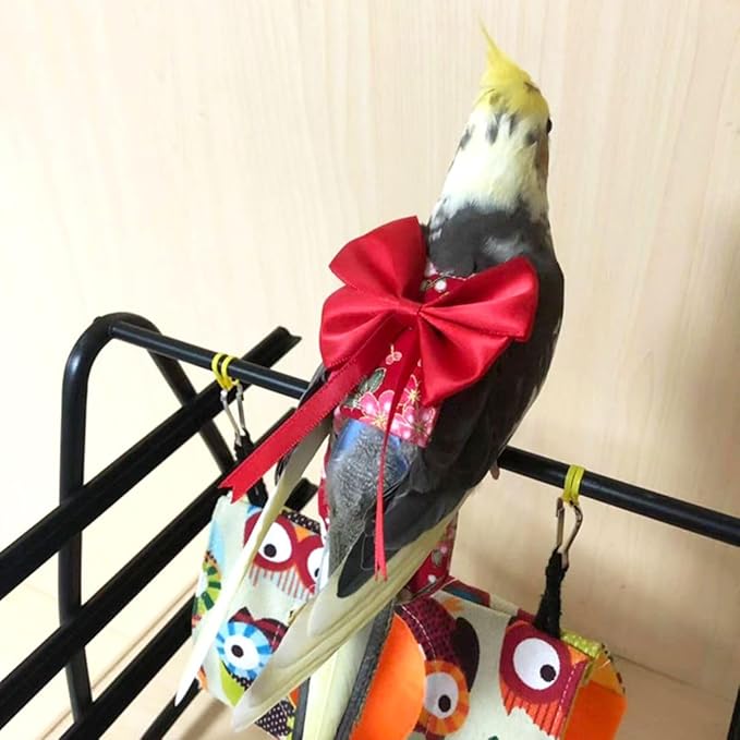Bird Flight Suits Diapers, Parrot Flight Suits Diapers for Quaker Parakeets Cockatiels Flight Suits, Parrot Clothes (Almond B,L)