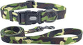 Dog Collar Leash Set, Camouflage Pattern, Polyester Material, Adjustable Collar and 5ft Matching Leash, for Medium Dogs.(M, Camo)