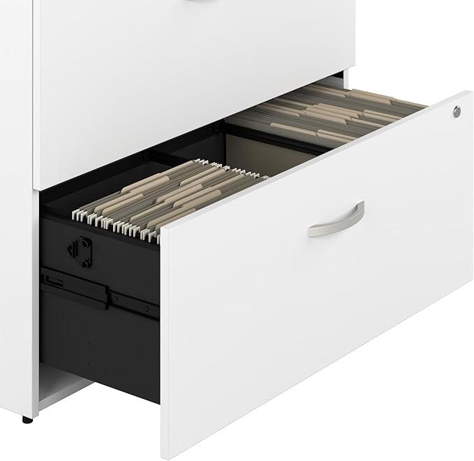 Bush Business Furniture Studio C Locking Lateral File Cabinet in White