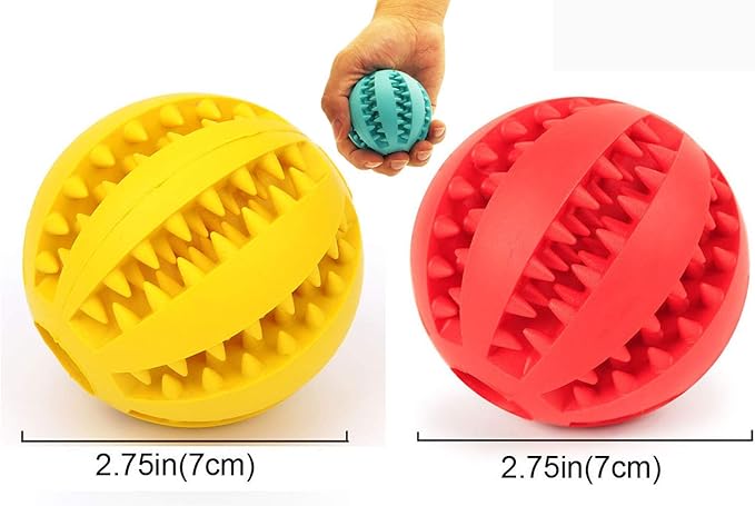 Sunglow 2 Pack Dog Toy Ball - Nontoxic Bite Resistant Teething Toys for Small/Medium/Large Dog and Puppy Cat, Dog Pet Food Treat Feeder Chew Tooth Cleaning Exercise Game IQ Training