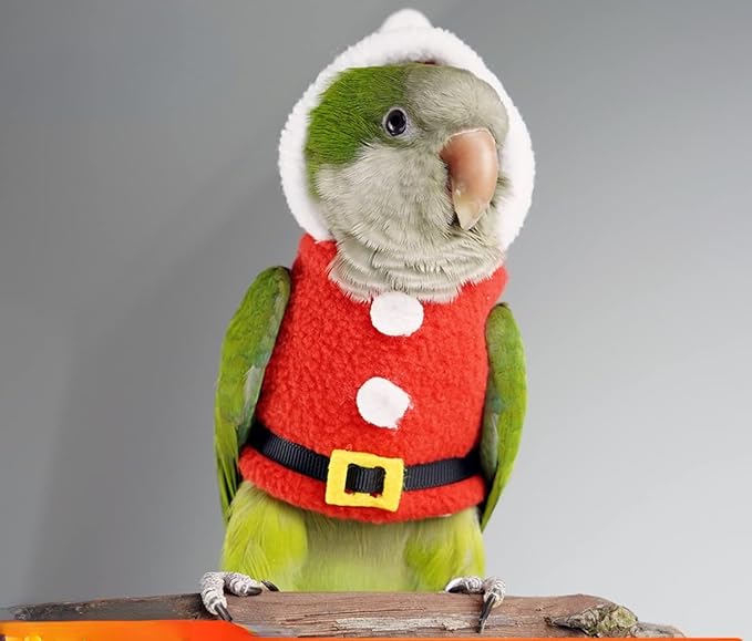 Bird Clothes Birds Flight Suit, Christmas Hoodie for Parrots Cockatiel Sun Conure Christmas Party Cosplay Photo Prop Bird Shirt Small Animals Apparel (Without Diaper,Alexandrine)