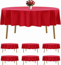 6 Pack Red Round Tablecloths 90 Inches Table Cloth Stain and Wrinkle Resistant Washable Polyester Table Cover Fabric for Party, Wedding,Dining,and Banquet Decoration
