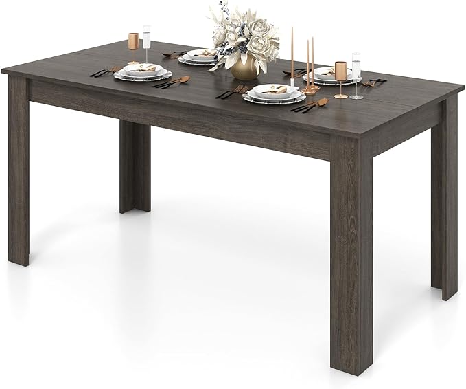Giantex Dining Table, 63" L x 31.5" W x 30" H Large Farmhouse Center Table with 330LBS Capacity, Kitchen Table for Living Room, Home Office, Dinette, Dinner, Dining Room, Restaurant, Grey