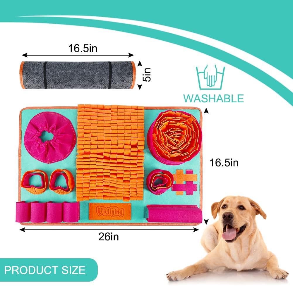Vivifying Snuffle Mat for Dogs, Interactive Dog Enrichment Toys for Small Dogs and Cats Slow Eating and Keep Busy, Sniff Mat for Boredom and Mental Stimulation
