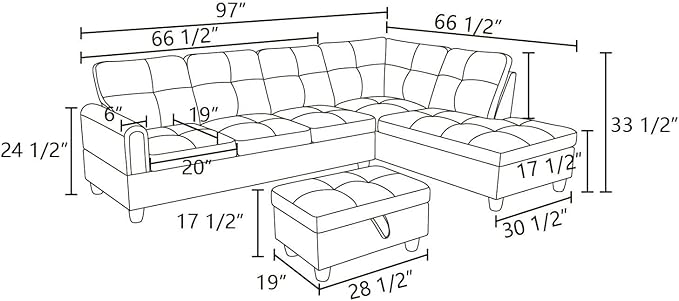 108-Inch Modular L-Shaped Sectional Sofa with Deep Seat, Modern L Shaped Cloud Couch with Chaise, Upholstered Couches for Living Room, Bedroom, Office, No Assembly Require (Gray)
