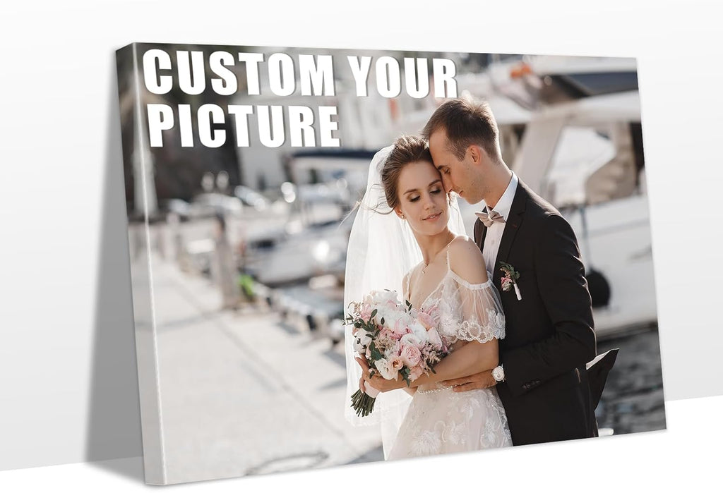 Personalized Custom Canvas Prints with Your Photos & Text, Customized Picture Print, Transform Own Images Into Framed Wall Art Digitally Printed Photo to Canvas, Keepsakes Gifts for Family 40x28’’