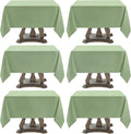 Square Tablecloth 52 x 52 Inch Sage Green Tablecloths Stain-Wrinkle Resistant Washable Polyester Table Cloths for Holiday, Buffet Parties, and Weddinge 6pack