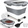 Dog Food Storage Container, 5-20Lbs Collapsible Pet Food Storage Containers with Rolling Wheel Airtight Locking Lid, Dry Food Storage Bin with Cup and Scoop,Suitable for Pet Food, Rice, Flour