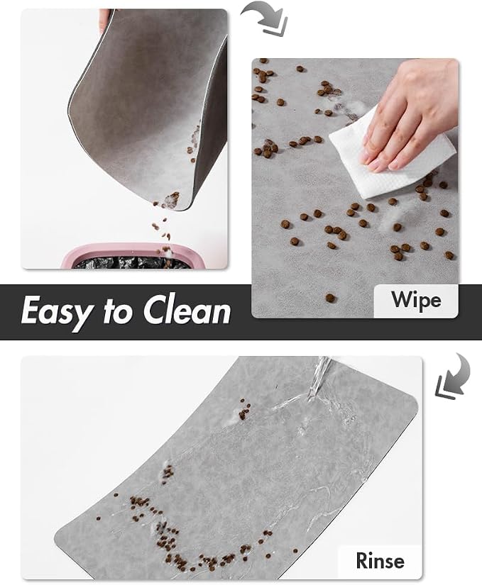 MontVoo-Absorbent Pet Feeding Mat-No Stains Pet Mat for Food and Water Bowl-Quick Dry Cat & Dog Food Mat Water Dispenser Mat-Pet Supplies Mat-Dog Water Bowl Mat for Messy Drinker,（LightGrey,12"x19"）