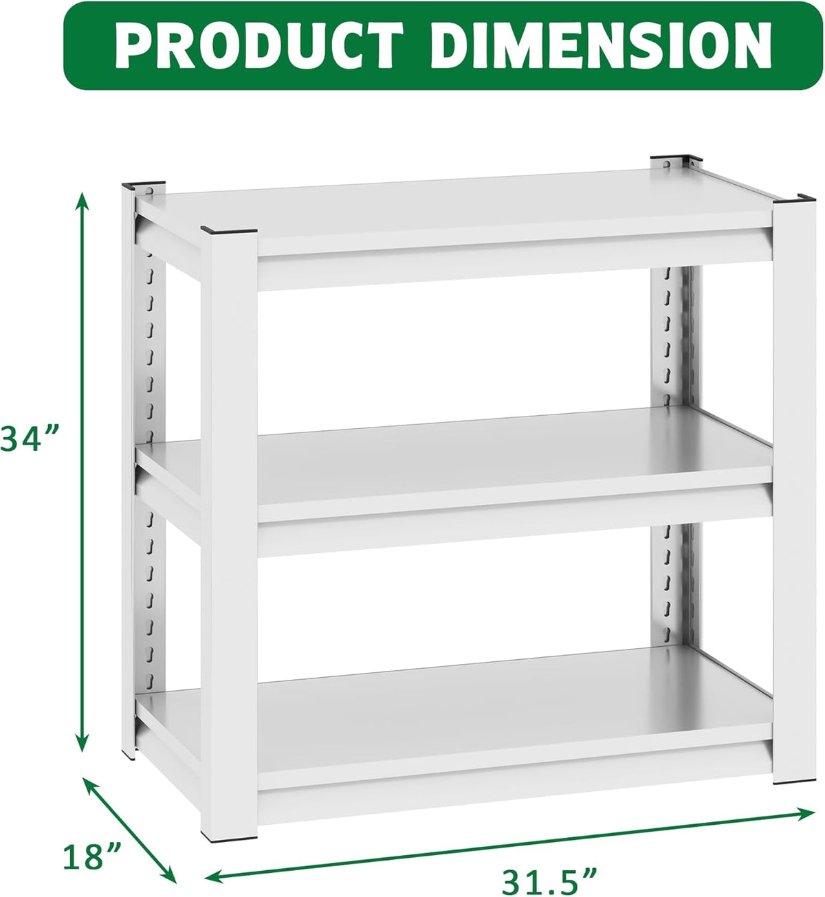 Metal Aquarium Stand with a Adjustable 3-Tier Fish Tank Rack,Tank Not Included,for Home Office(31.5" L x 18" W x 34" H). (White)