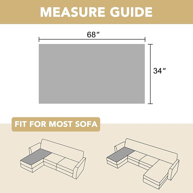 H.VERSAILTEX Chenille Couch Cover for Dogs Washable Soft Fuzzy Chaise Cover Sectional Couch Covers for L Shaped Sofa Both Left/Right Thick Pet Couch Cover Protector Non-Slip(Coco Mocha, 34" x 68")