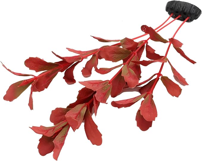 2-Pack 12 Inch Aquarium Silk Aquarium Plants, Artificial Plastic Plant for Small Tank, Goldfish, Fish Hides (Red, 12 Inch)