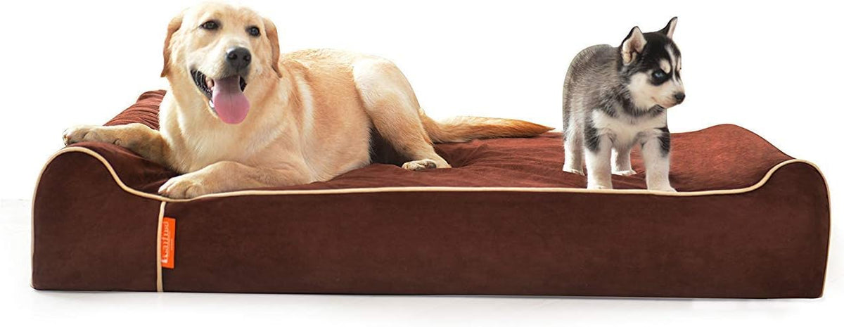 Laifug Orthopedic Memory Foam Extra Large Dog Bed Pillow(50"x36"x10", Chocolate) Durable Water Proof Liner & Removable Washable Cover & Smart Design