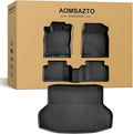 Floor Mats & Trunk Mat for Honda Civic Sedan 2016-2021 - AOMSAZTO All Weather TPE Custom Fit Floor Liners for Civic Si 2017 2018 2019 2020 2021 1st & 2nd Row & Cargo Liner Full Set, Black