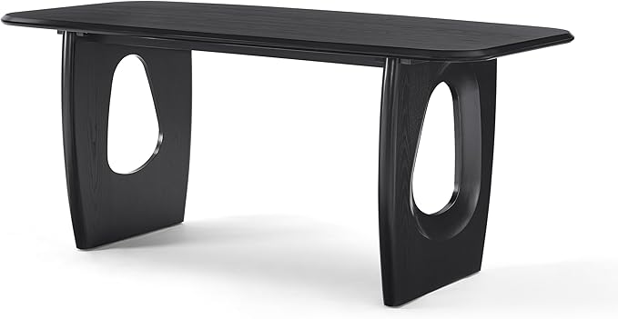 Morden Fort Modern Dining Table for 4-6 People,68'' Rectangle Dining Table, Kitchen Table with Pedestal Base, Dinner Table for Dining Room, Kitchen, Living Room (Black)