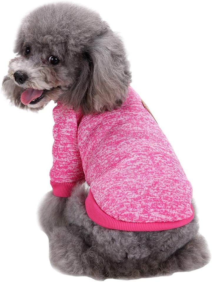 Jecikelon Dog Clothes Dogs Sweater Soft Puppies Clothing Winter Puppy Sweaters Warm Outfit for Dogs Small XXS XS Cat Apparel (Rose red, XS)