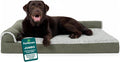 FurHaven Orthopedic Dog Bed for Large Dogs, L-Shaped Chaise Mattress with Orthopedic Egg Crate & Solid Orthopedic Foam Base for Joint Support, Washable Cover, Jumbo XL, Faux Fur & Suede, Dark Sage