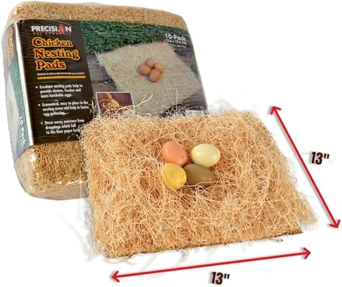 PRECISION PET Chicken Nesting Pads by Petmate – 13” x 13” Premium Chicken Bedding Fit Most Nesting Boxes – 10 Pack,Beige, Made in USA