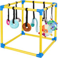 Liitrton Puppy Play Gym for Small Dogs with 8 Hanging Toys, Yellow | 19.5"x19.5"x19.5" PVC Frame, Indoor Puppy Jungle Gym with Interactive Puppies Toys