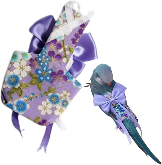 Bird Diaper Parrot Washable Diapers, Parrot Flight Suit, Reusable Nappies for Parakeet Cockatiel Mini Macaw Budgie Conure Lovebird (Purple,XL)