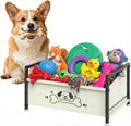Dog Toy Basket for Storage, Metal Frame Oxford Fabric Pet Toy Organizer with Raised Legs, Large Capacity Dog Toy Bin with Front Low Opening, Washable and Durable Design