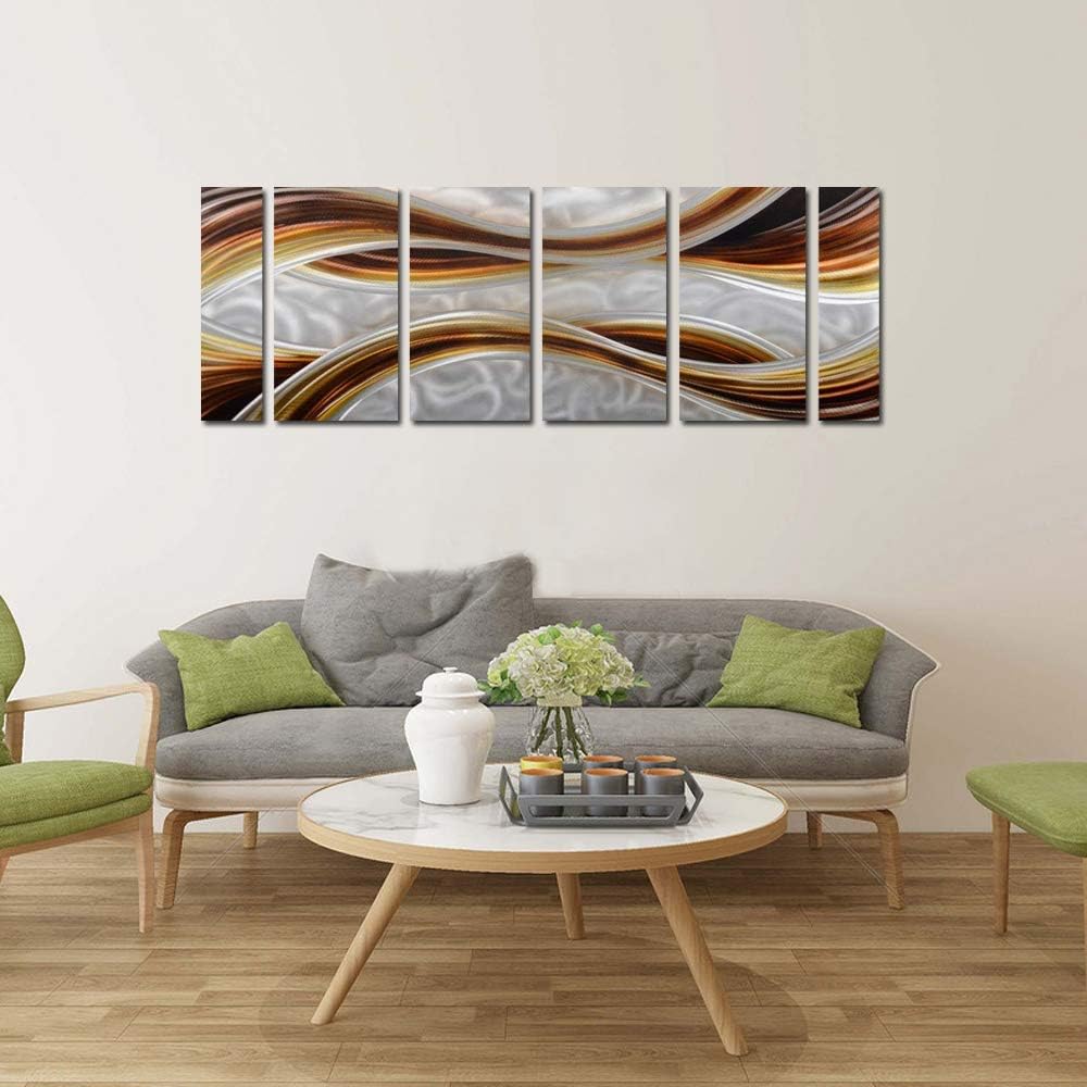 Yihui Arts Abstract Metal Wall Art Hand Crafted Aluminum Artwork Modern 3D Sculpture for Living Room Bedroom Dinning Decor