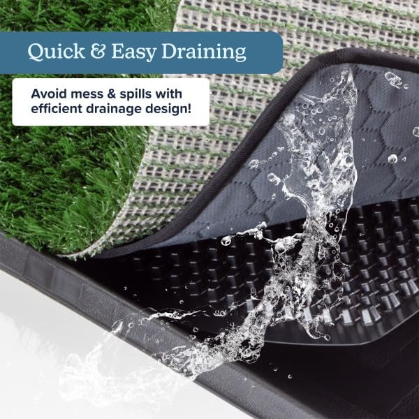PETMAKER Artificial Grass Puppy Pee Pad for Dogs, Set of 3, 18.25”x14.25” | Reusable Turf Pads for Small Dogs, Indoor and Outdoor Fake Grass Potty, Pet Housebreaking Supplies